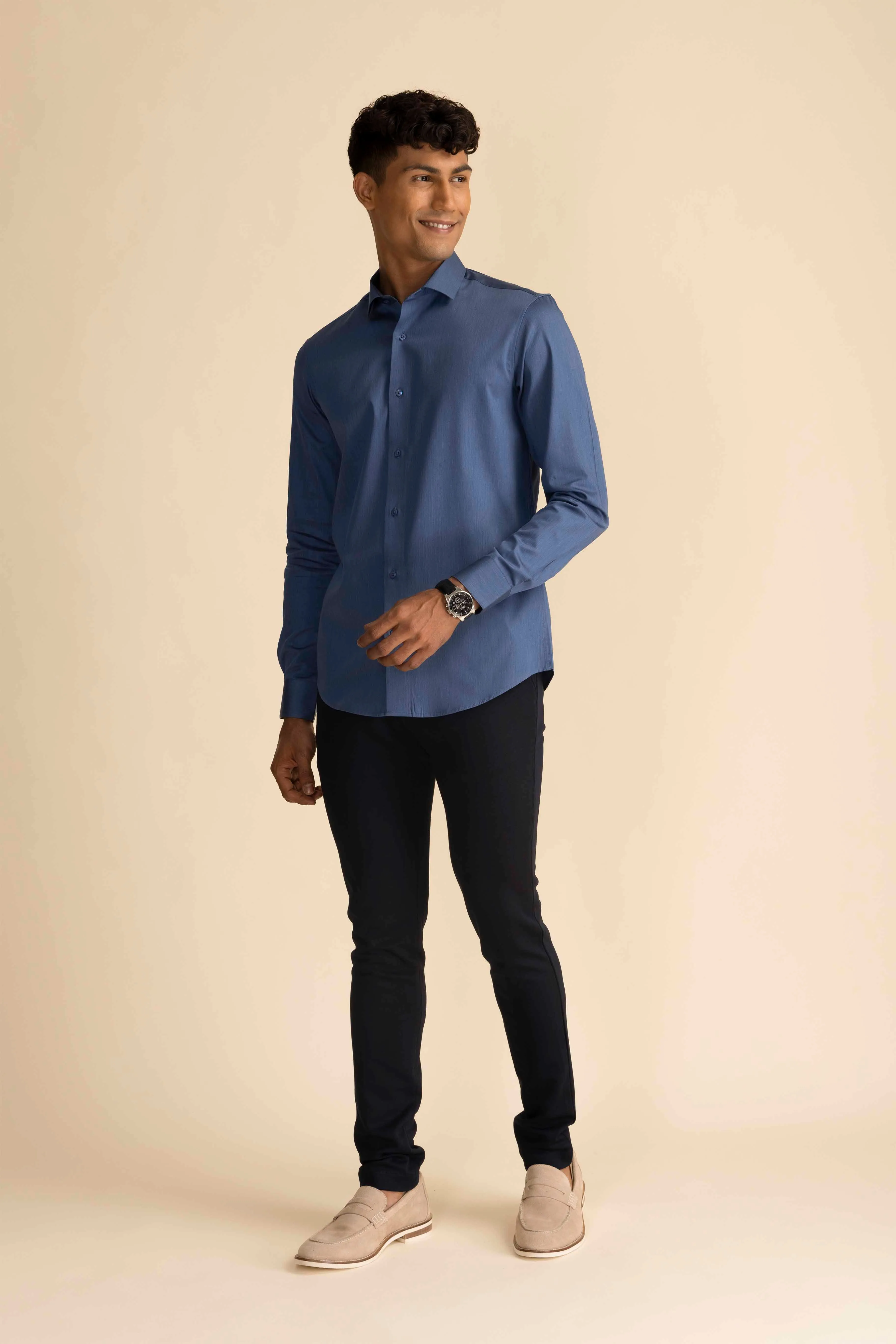 Royal Blue Melange Shirt