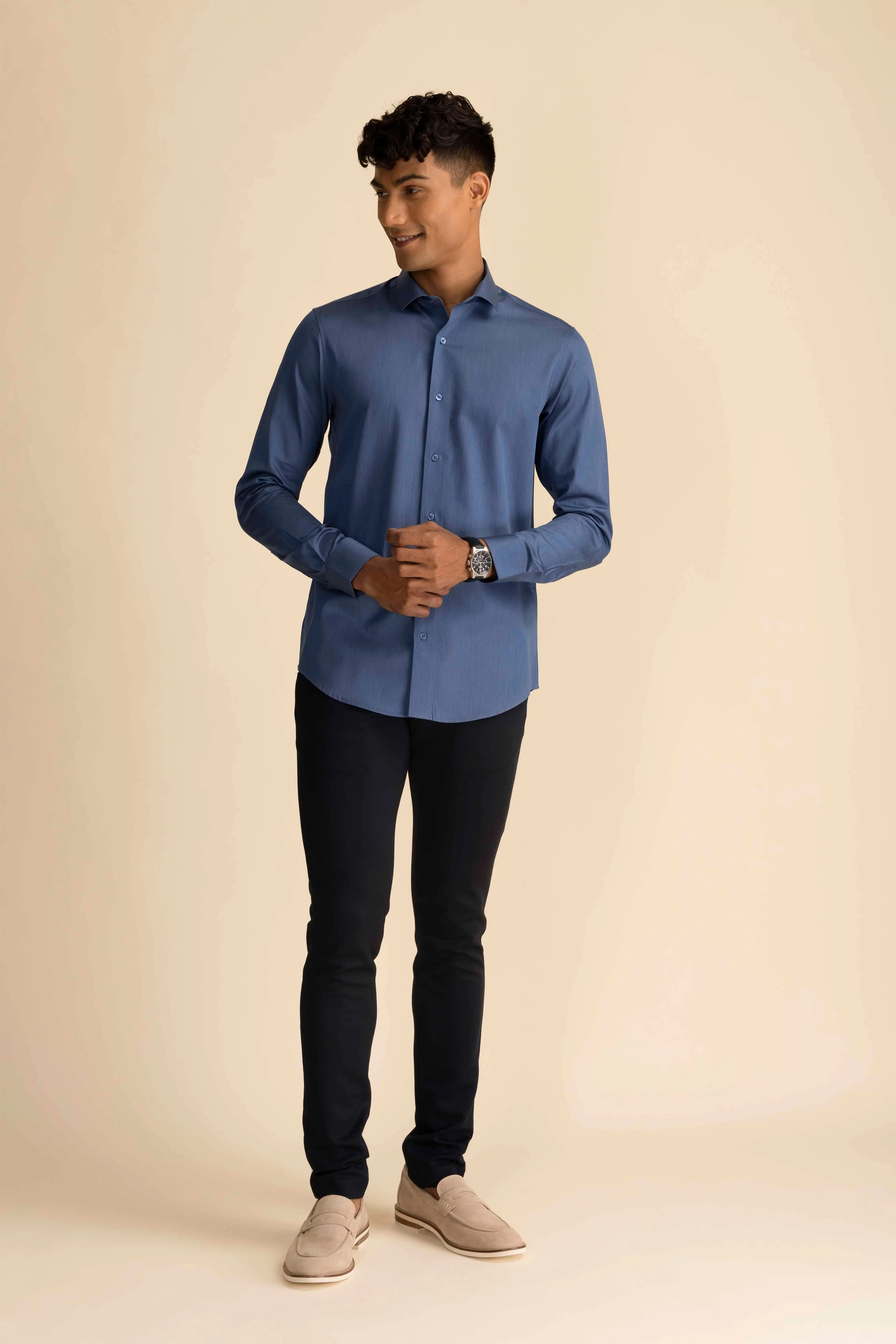 Royal Blue Melange Shirt