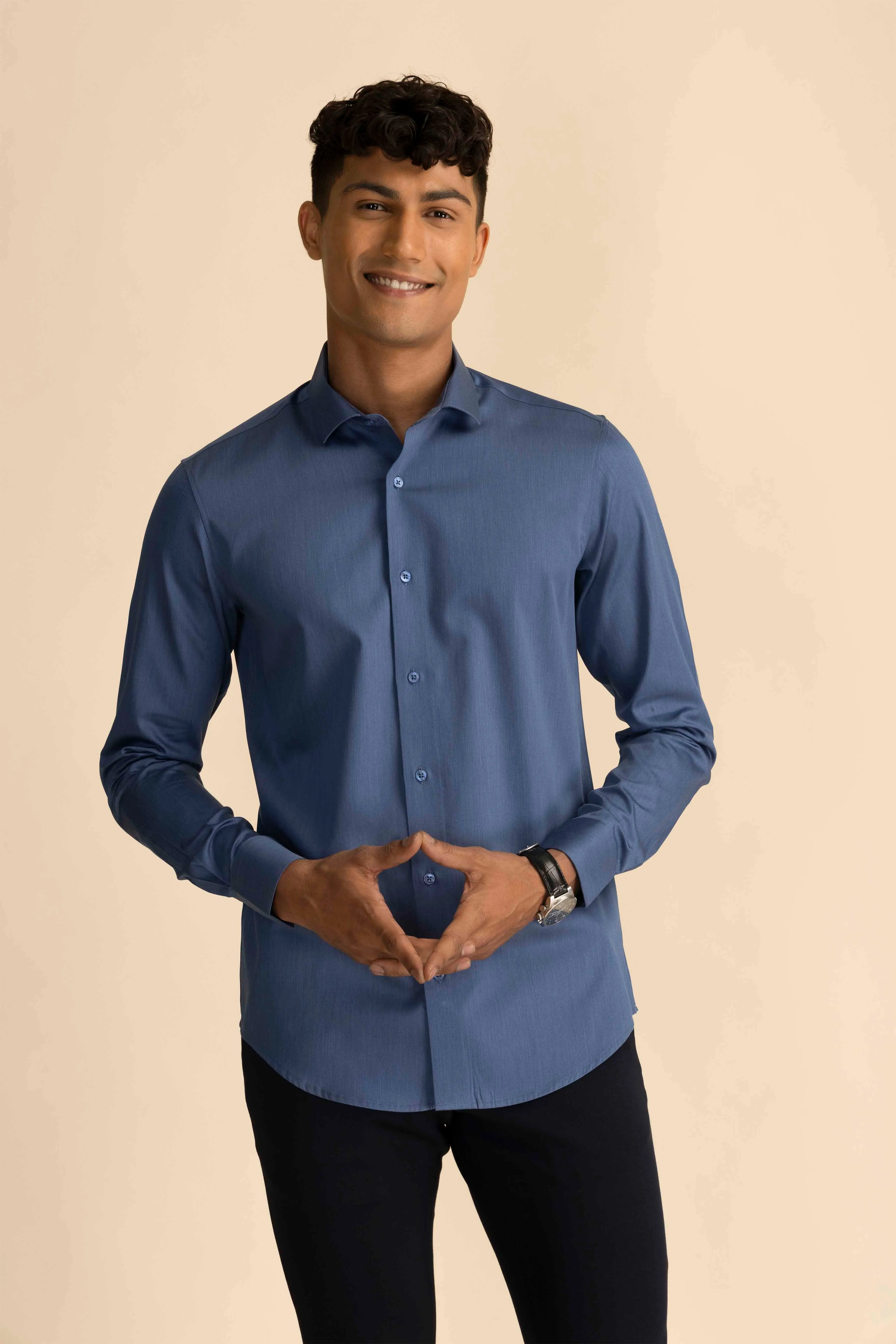 Royal Blue Melange Shirt