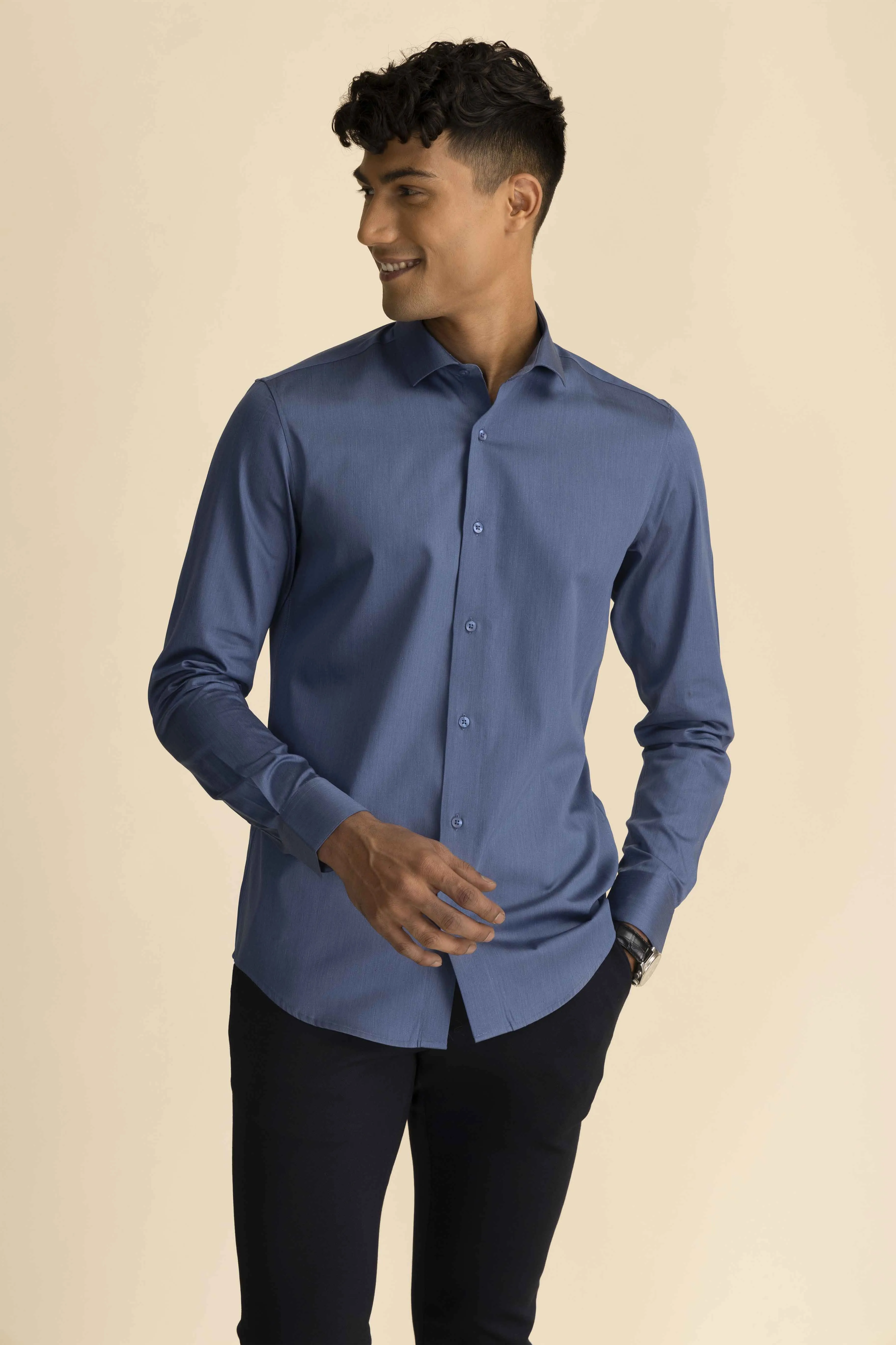 Royal Blue Melange Shirt