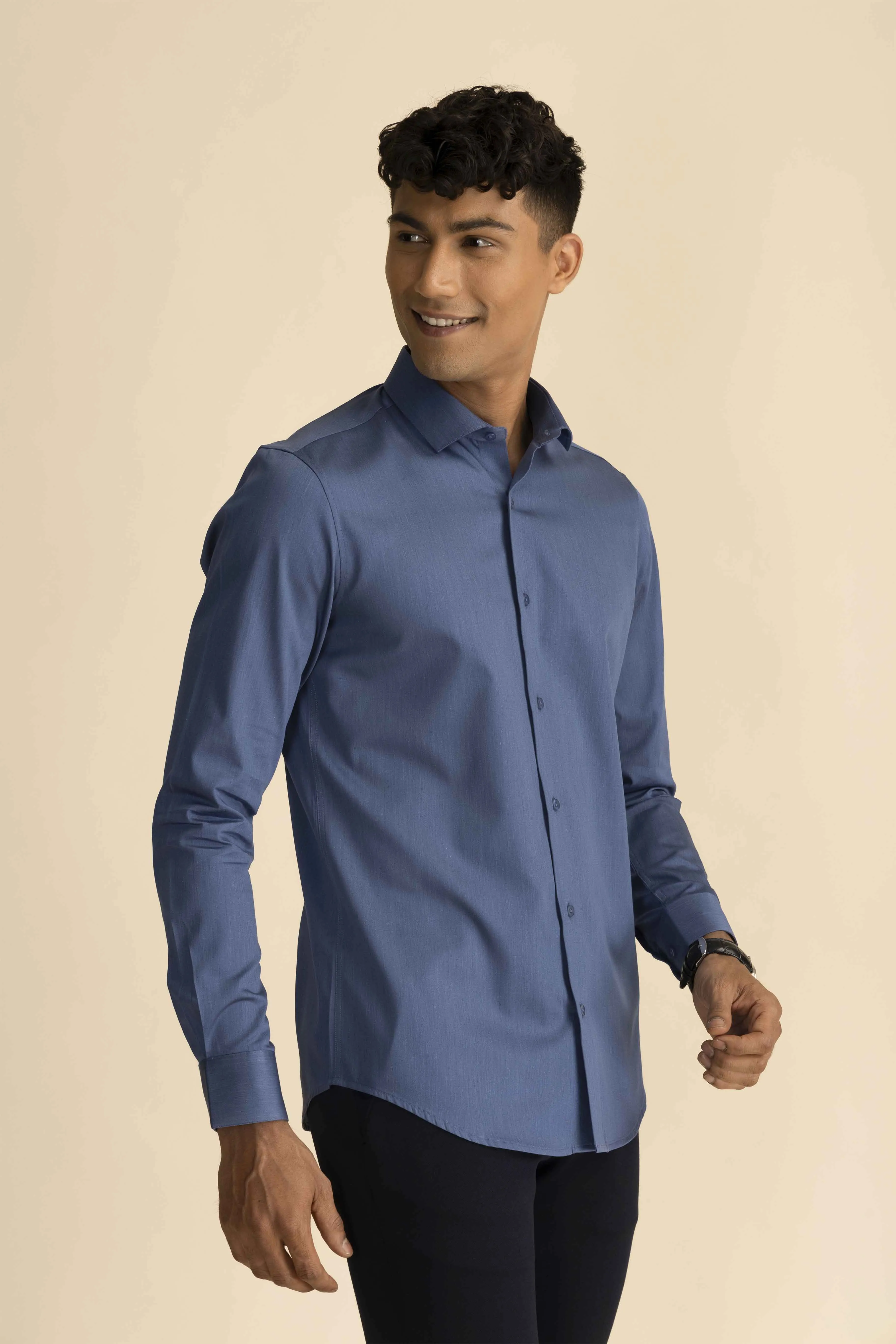 Royal Blue Melange Shirt