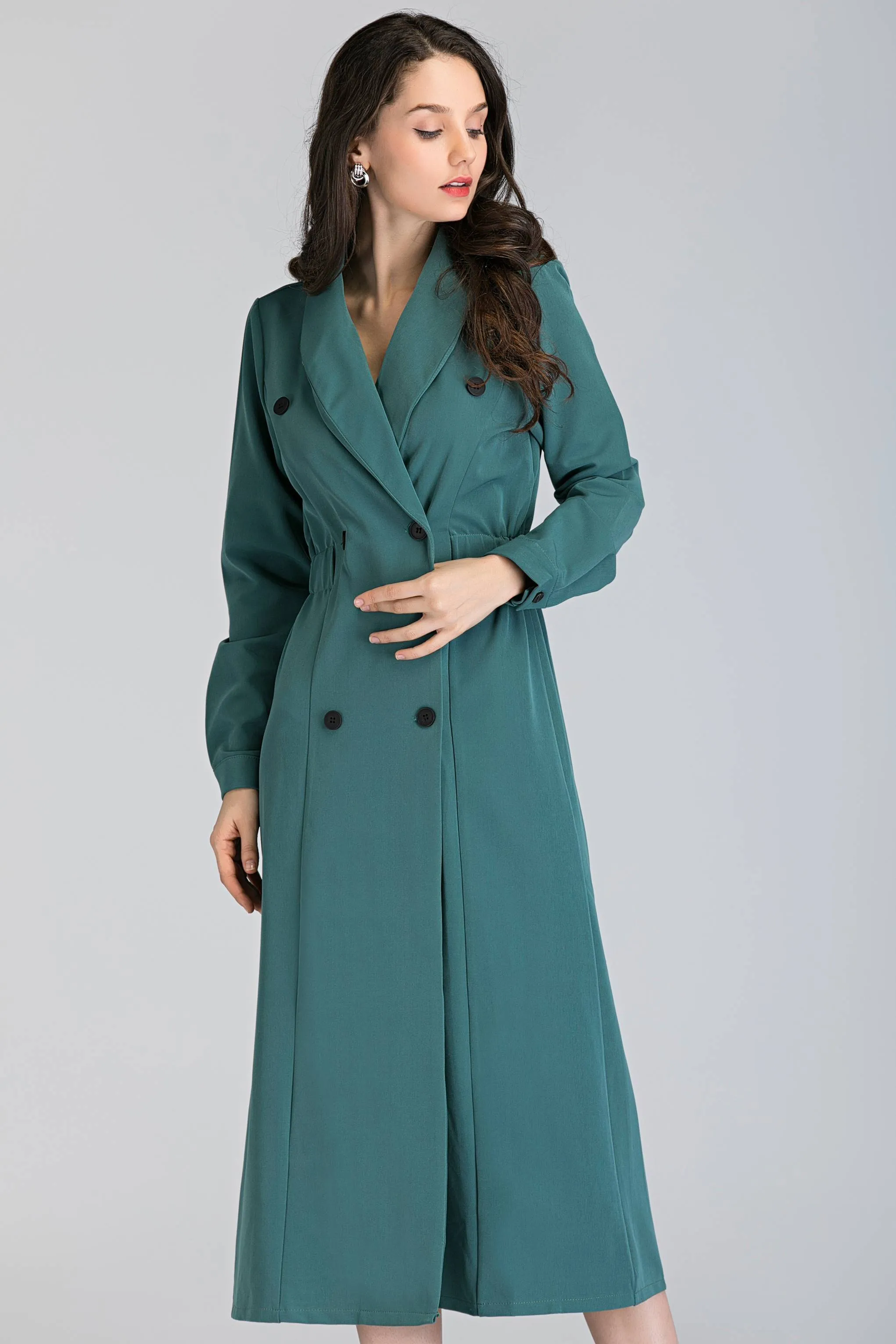 Sage Green Double Button Midi Blazer