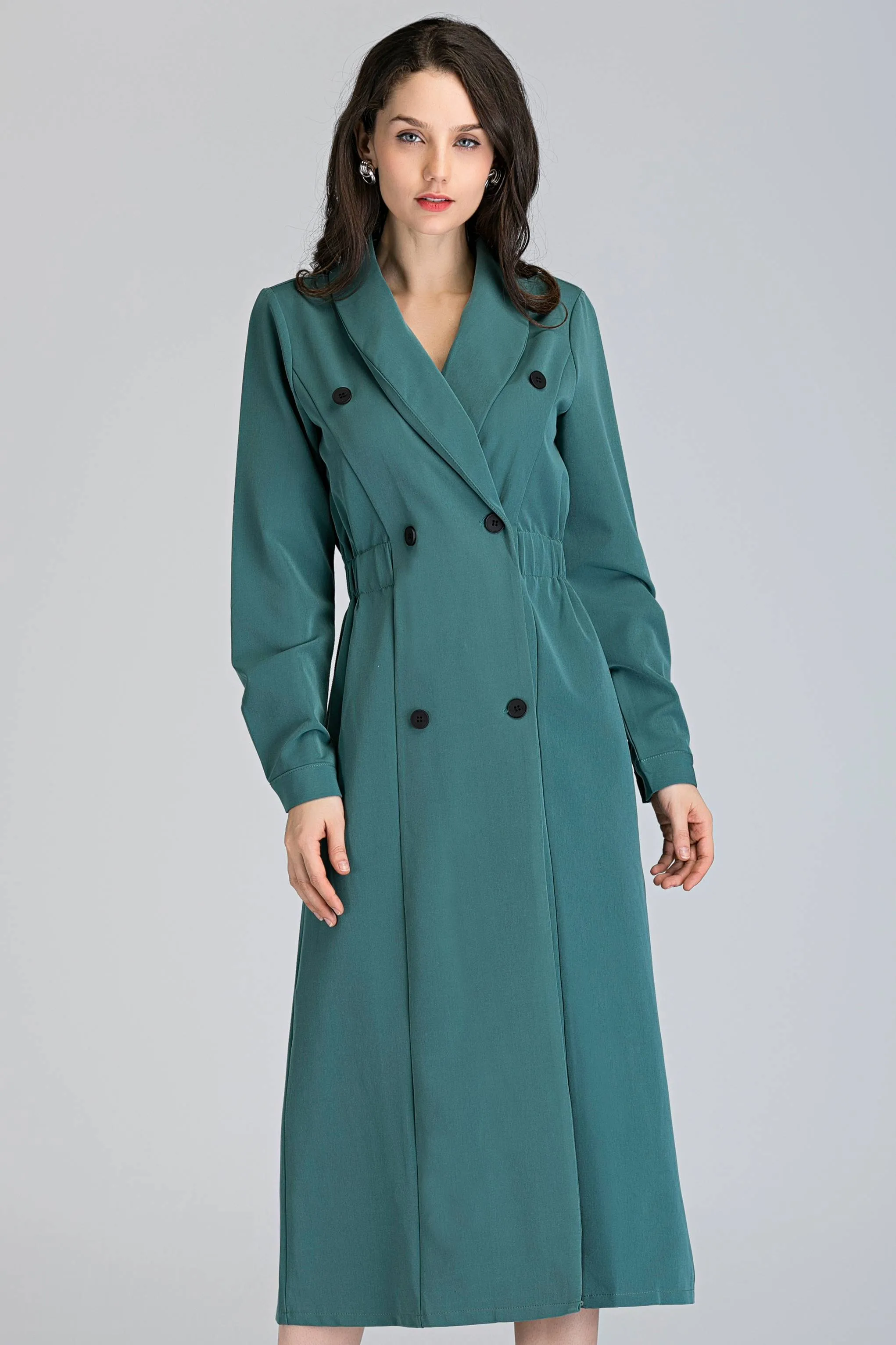 Sage Green Double Button Midi Blazer