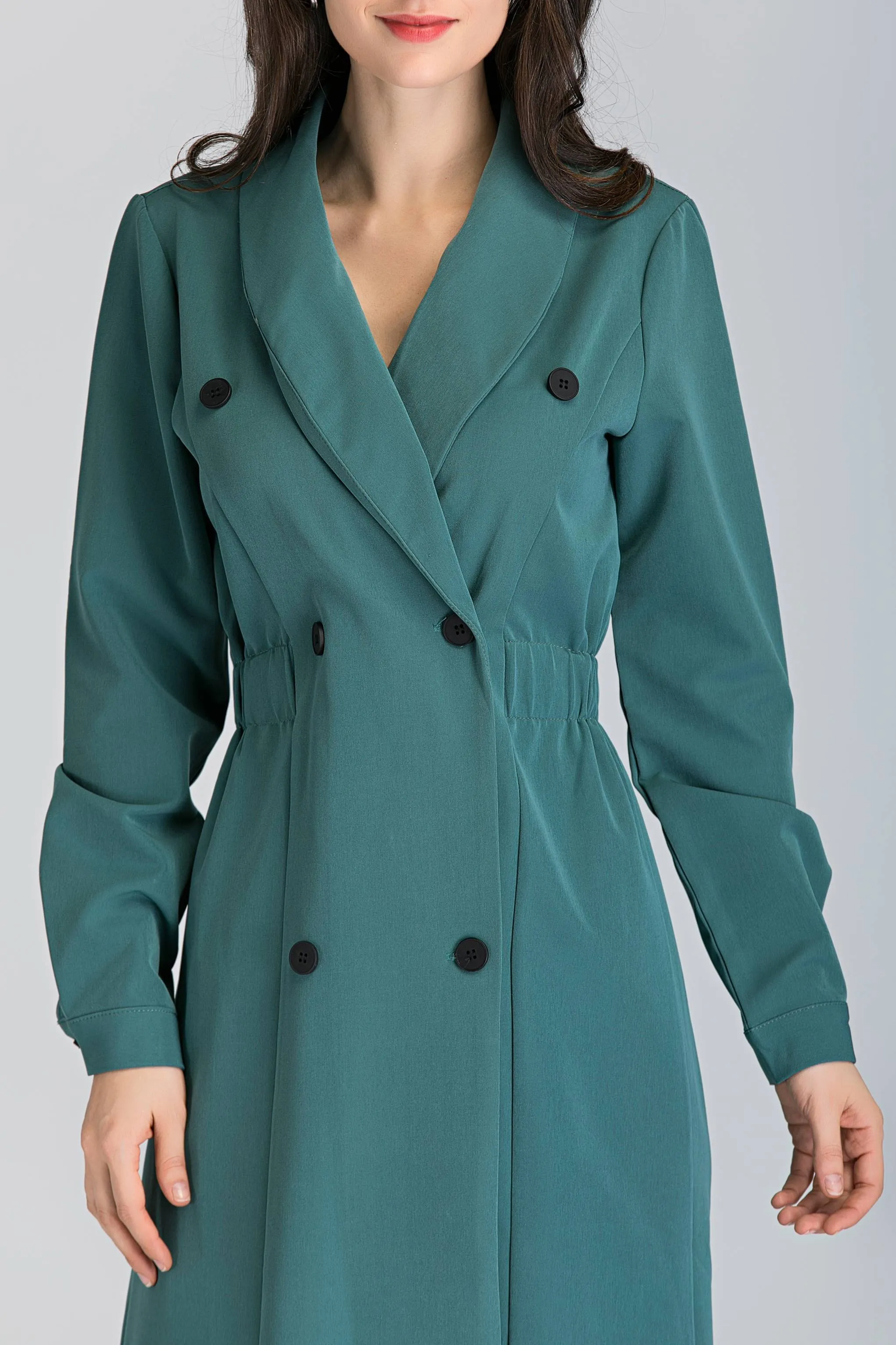 Sage Green Double Button Midi Blazer