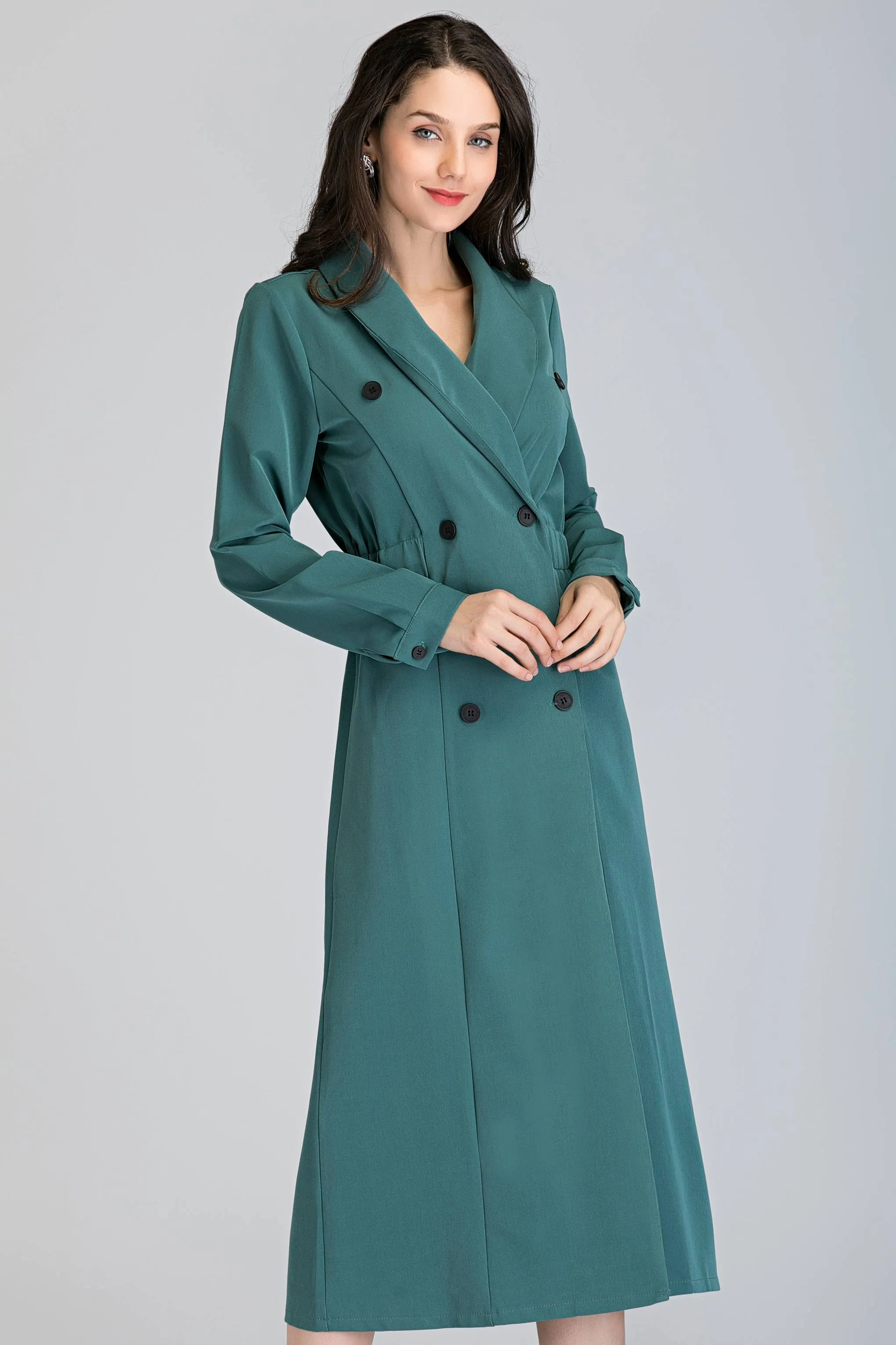 Sage Green Double Button Midi Blazer