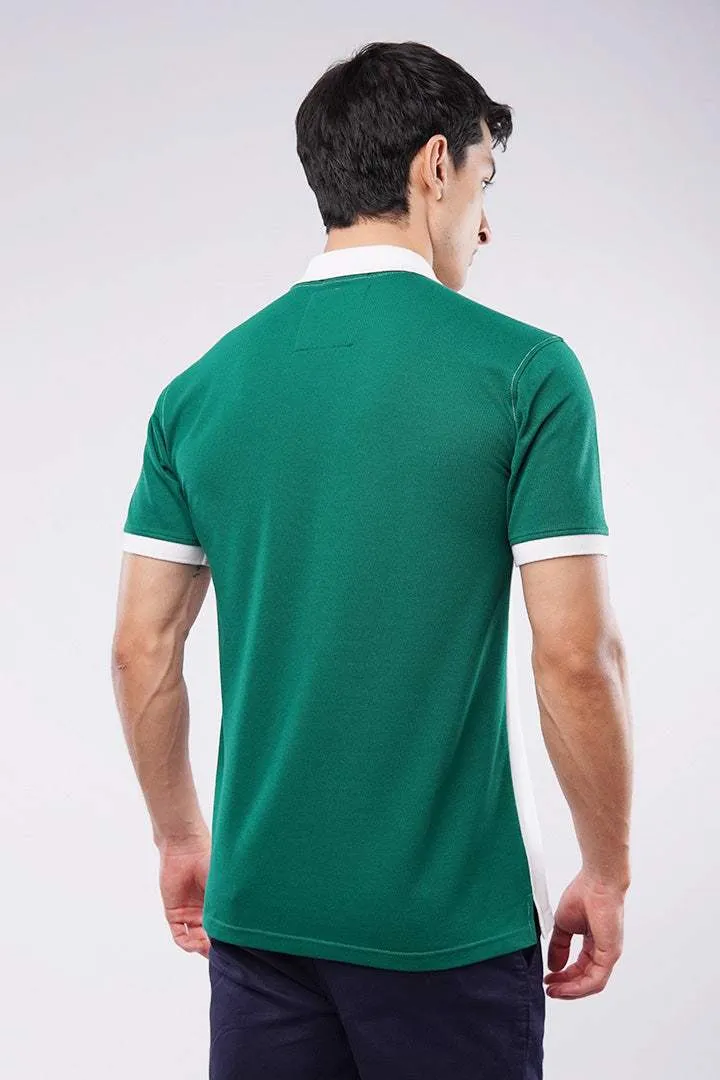 Sports Polo Shirt - White & Green