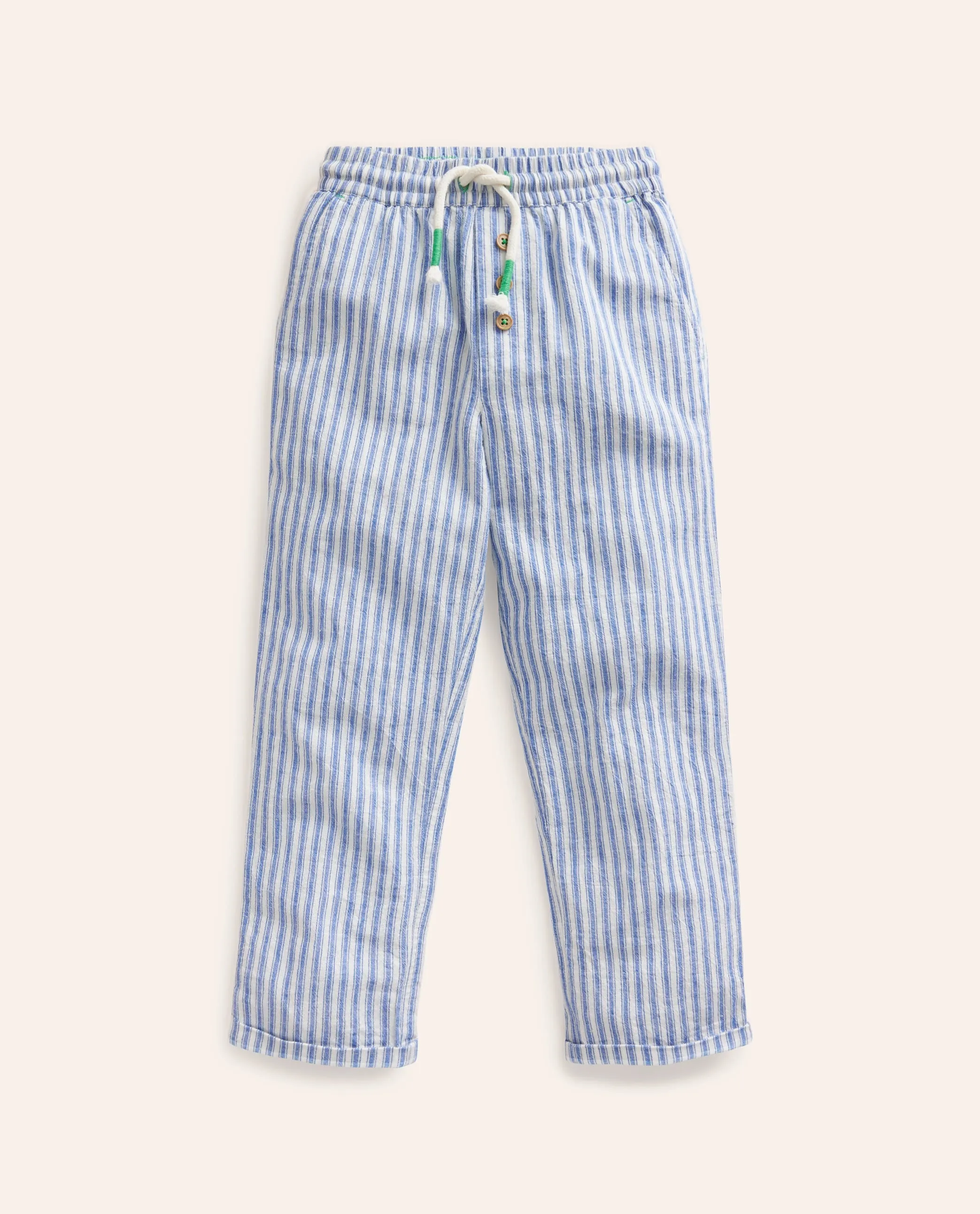 Summer Pull-On Trousers-Bluejay Ticking