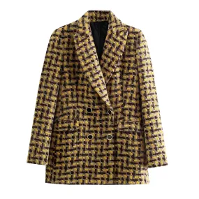 The Hive Houndstooth Long Sleeve Blazer