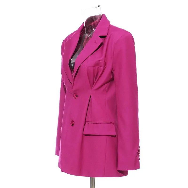 The Magenta Pleated Blazer