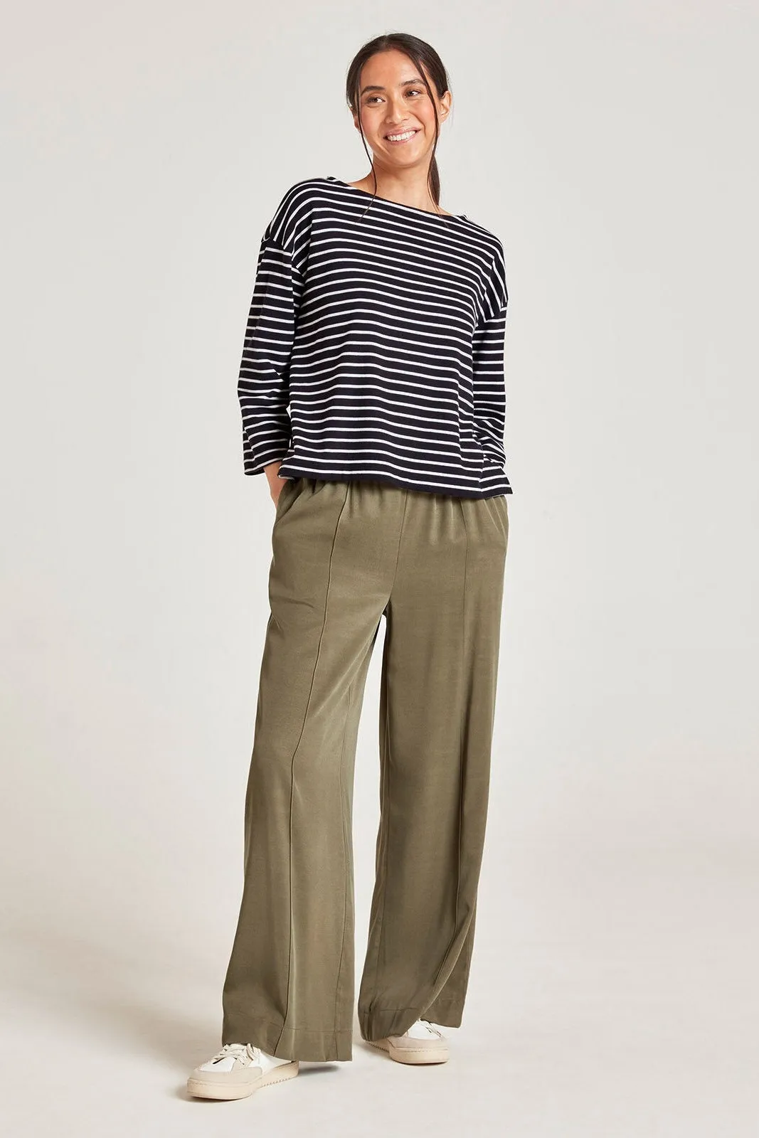 Thought Faya Tencel™ Wide Leg Trouser In Cargo Green