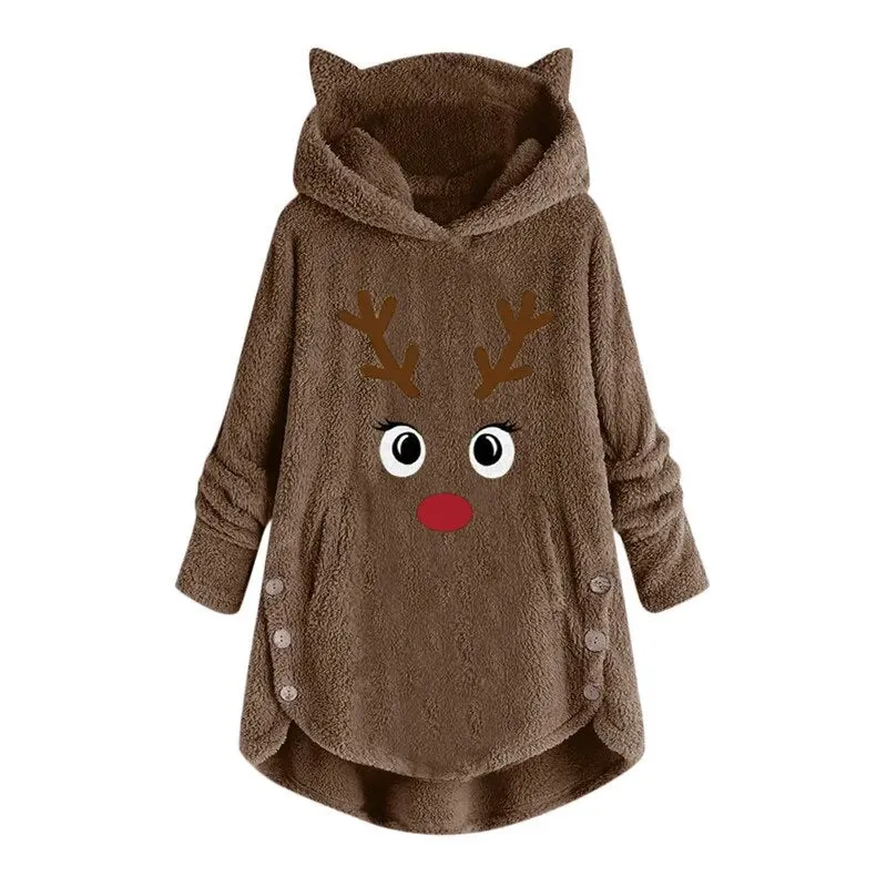 Trendy Reindeer Ugly Christmas Hooded Sweater