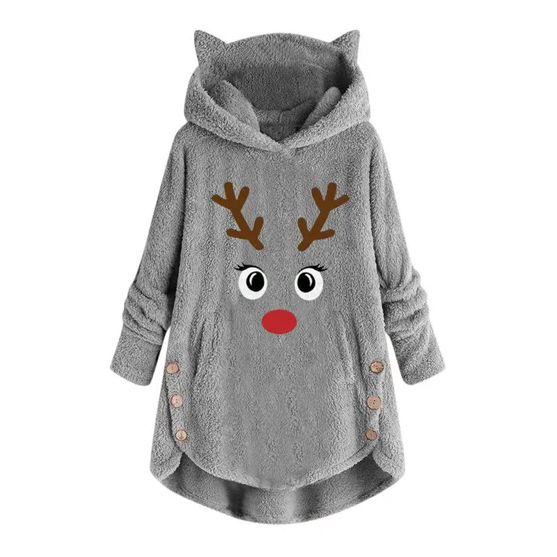 Trendy Reindeer Ugly Christmas Hooded Sweater