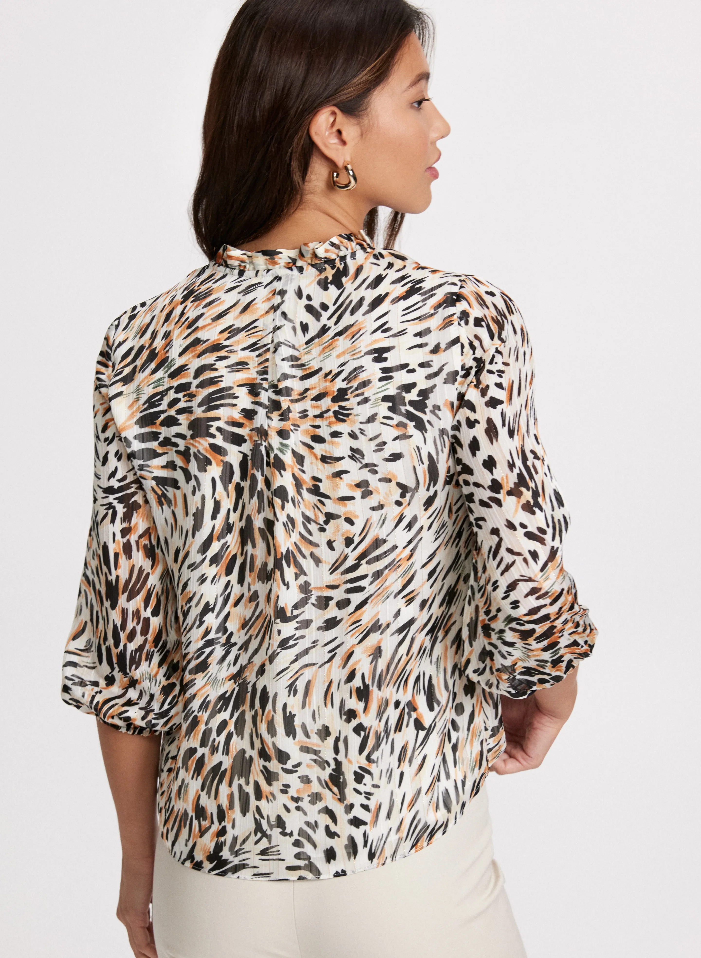 V-Neck Abstract Print Blouse